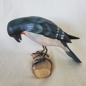 Hand Carved Painted Wooden Bird Vintage Art